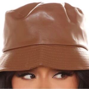 Brown Leather Bucket Hat
